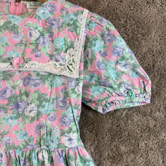 Vintage Rare Editions English Floral Dress 14 Girls Bib Collar Cottage Core Trad - Picture 5 of 8